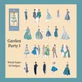 Vintage fashion washi stickers featuring 50s-60s retro illustrations, 40 pieces set - 40 Sheets / Garden Party