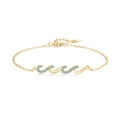 Elegante bracciale a onde in argento S925 dorato con pietre blu e cristalli lucenti - Argento 925 / Oro