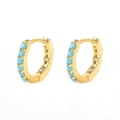 S925 sterling silver gold plated hoop earrings featuring five round blue turquoise stones - 925 Silver Gold Plated / Blue