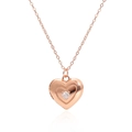 S925 sterling silver rose gold heart locket pendant necklace with sparkling zircon stone - Rose Gold