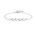 Elegante bracciale a onde in argento sterling S925 con zirconi bianchi su fondo bianco - Argento 925 / Oro Bianco