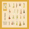 Retro fashion theme washi paper stickers set featuring 20 vintage woman designs in 40 pieces - 40 Sheets / Holiday Date