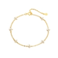 Armband aus vergoldetem S925 Sterlingsilber mit funkelnden Zirkonia-Kleeblättern - 925er Silber / Gold