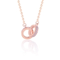 Collana in argento S925 con anelli incrociati in oro rosa e pietre di zircone scintillanti - Argento 925 / Oro rosa