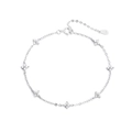 Eleganter S925 Sterlingsilber Kleeblatt Armband mit Zirkonia Steinen und verstellbarer Kette - 925er Silber / Weißgold