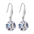 Elegant S925 sterling silver drop earrings featuring brilliant round-cut cubic zirconia - Regular Style (ER811)