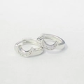 925 sterling silver crescent moon hoop earrings with sparkling cubic zirconia stones - 925 Silver / White Gold