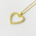 Collana con ciondolo a cuore in argento 925 dorato con zirconi bianchi incastonati - Argento 925 / Oro