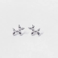 Orecchini a perno a forma di cane palloncino in argento sterling S925 con finitura lucida - Argento 925 / Oro Bianco