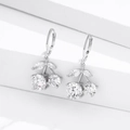 Funkelnde S925 Silber Kirsch-Ohrhänger mit brillantem Zirkonia-Stein-Besatz für Damen - 925er Silber / Weißgold