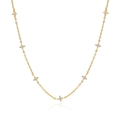 Elegante collana in argento S925 placcato oro con sette pendenti a fiore in zircone su bianco - Argento 925 / Oro