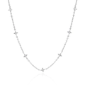Elegante collana a quadrifoglio in argento S925 con zirconi su sfondo bianco puro - Argento 925 / Oro Bianco