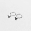 Orecchini a cerchio minimalisti in argento S925 con ciondoli lucidi a forma di stella - Argento 925 / Oro Bianco