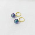 Orecchini a cerchio in argento S925 dorato con pendenti di perle viola e blu cangianti - Argento 925 / Oro