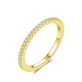 Elegante vergulde S925 zilveren ring met schitterende witte zirkonia stenen bezet rondom - US 5 / Goud