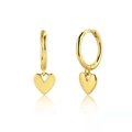Eleganti orecchini a cerchio a cuore in argento 925 dorato con finitura lucida su fondo bianco - Argento 925 / Oro