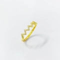 Minimalist S925 sterling silver wavy ring in gold finish with sparkling zircons - Adjustable Open / Gold