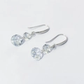 Minimalist S925 sterling silver drop earrings with sparkling zircon gemstones on white - 925 Silver / White Zirconia White Gold