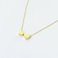 Elegant gold double heart pendant necklace with minimalist fine link chain for women - Double Heart Yellow Gold