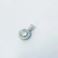 Macro view of a classic S925 silver halo pendant with a round clear cubic zirconia - Pendant Only
