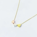 Detail of three-tone S925 silver heart pendants in rose gold, silver and gold finish - Tricolor Triple Heart Yellow Gold