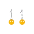 S925 Sterling Silber Ohrhänger im Ethno-Stil mit leuchtend gelben Achatperlen für Damen - 925er Silber / Weißgold