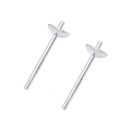 Orecchini a perno a forma di C in argento S925 lucido per creazione gioielli fai da te - Vassoio per Perline da 3mm Color Platino