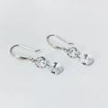 S925 sterling silver drop earrings with round and pear-shaped cubic zirconia crystals - White Gold
