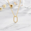 Elegante collana in argento S925 dorato con ciondolo ovale e diamanti in zirconia cubica - Oro