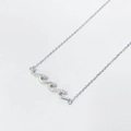 Elegant S925 silver wave pendant necklace with sparkling blue diamonds on a thin chain - White Zirconia White Gold