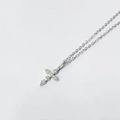 Classic S925 sterling silver cross pendant necklace featuring sparkling zircon stones - White Gold