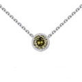 Detailed macro of S925 silver necklace with peridot green zircon in rope-textured pendant - August Birthstone (XL210)