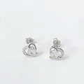 Elegante S925 Sterling Silber Herzstecker mit funkelnden runden Zirkonia-Steinen - Weißgold