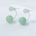 S925 Sterling Silber Ohrringe mit Grünen Aventurin-Perlen und Doppelseitigem Design - 6mm-10mm