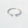 Minimalist S925 sterling silver open ring with dual zircon stones on white background - Adjustable Open / White Gold