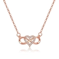 Collana con cuore e infinito in oro rosa con micro-pavé di zirconi e catenina - Argento 925 / Oro rosa