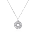 Collana malocchio in argento sterling 925 con pietra di luna e disco inciso - Argento 925 / Oro Bianco