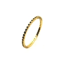 Minimalistischer Ring aus vergoldetem S925 Silber mit einer Reihe blauer Zirkonsteine - US 4 / Gold (Königsblau Zirkonia)