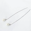 Eleganti orecchini a monachella in argento S925 con perle d'acqua dolce naturali a goccia - Argento 925 / Oro Bianco