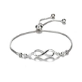 Bracciale infinito regolabile in argento S925 con cristalli di zirconia cubica micro-pave - Argento 925 / Oro Bianco