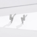 Glitzernde S925 Sterlingsilber Blitz-Ohrstecker mit Zirkonia-Steinen für Frauen - Weißgold