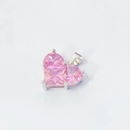Elegante S925 Silberhalskette mit süßem rosa Herz-Zirkonia-Anhänger und Silberkrallen - Nur Anhänger (Ohne Kette) (XL105) / Klein (10mm) / Weißgold