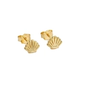 Minimalist S925 sterling silver shell stud earrings with fine gold plating finish - Gold