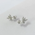 Orecchini a lobo ad ala in argento S925 con perle bianche e zirconi scintillanti - Argento 925 / Oro Bianco