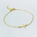Bracciale in argento sterling S925 placcato oro con un ciondolo a forma di croce laterale - Argento 925 / Oro