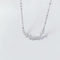 S925 sterling silver smile necklace featuring curved row of sparkling cubic zirconia stones - 925 Silver / White Gold