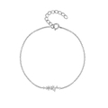 Elegant S925 sterling silver bracelet with sparkling zircon clusters and adjustable chain - 925 Silver / White Gold