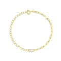Minimalist S925 sterling silver gold-plated paperclip chain bracelet with cz solitaire - 925 Silver / Gold