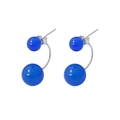 S925 zilveren oorknopjes met dubbele marineblauwe agaatkralen in minimalistisch design - 925 zilver / 6-10mm