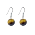 Vintage S925 sterling silver drop earrings featuring natural tiger eye stone beads - 925 Silver / 10mm